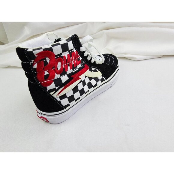 Vans David Bowie Womens 6.5 or Mens 5 Black White Check Hi Lace Embroidered Logo - Picture 3 of 13